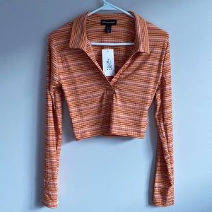 Cropped long sleeve collared tee - NEW WITH TAGS